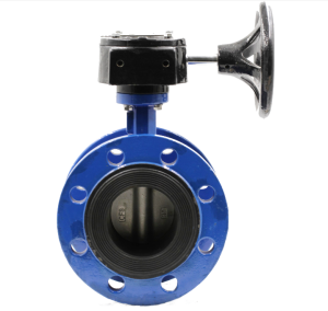 Kolstål Gjutjärn Gummi NBR säte dubbel offset dubbelfläns typ kugghjulsmanövrerad vridspjällsventil